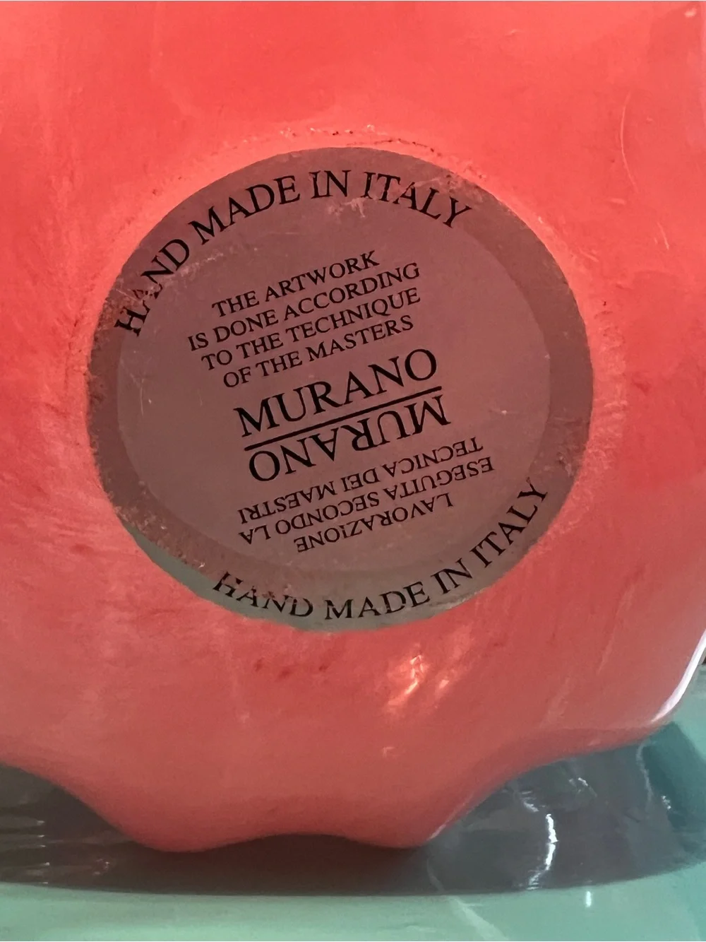 Murano Coral Pink Italian Art Glass Splash Wave Bowl
